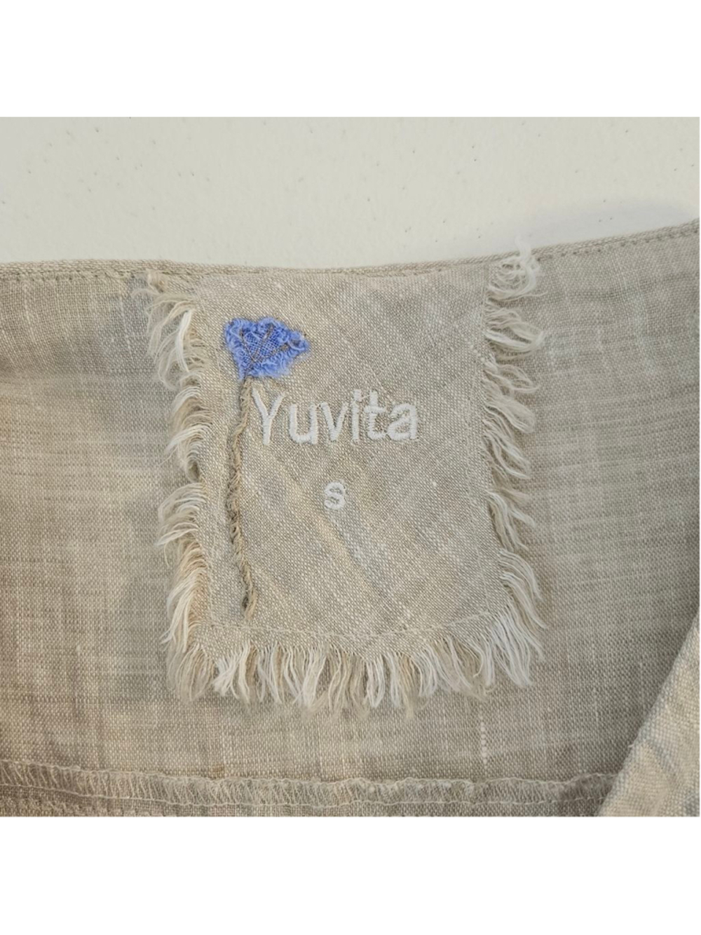 Yuvita 100% Linen Tunic Top with Pockets Size S Lagenlook Made in Europe - Picture 3 of 8